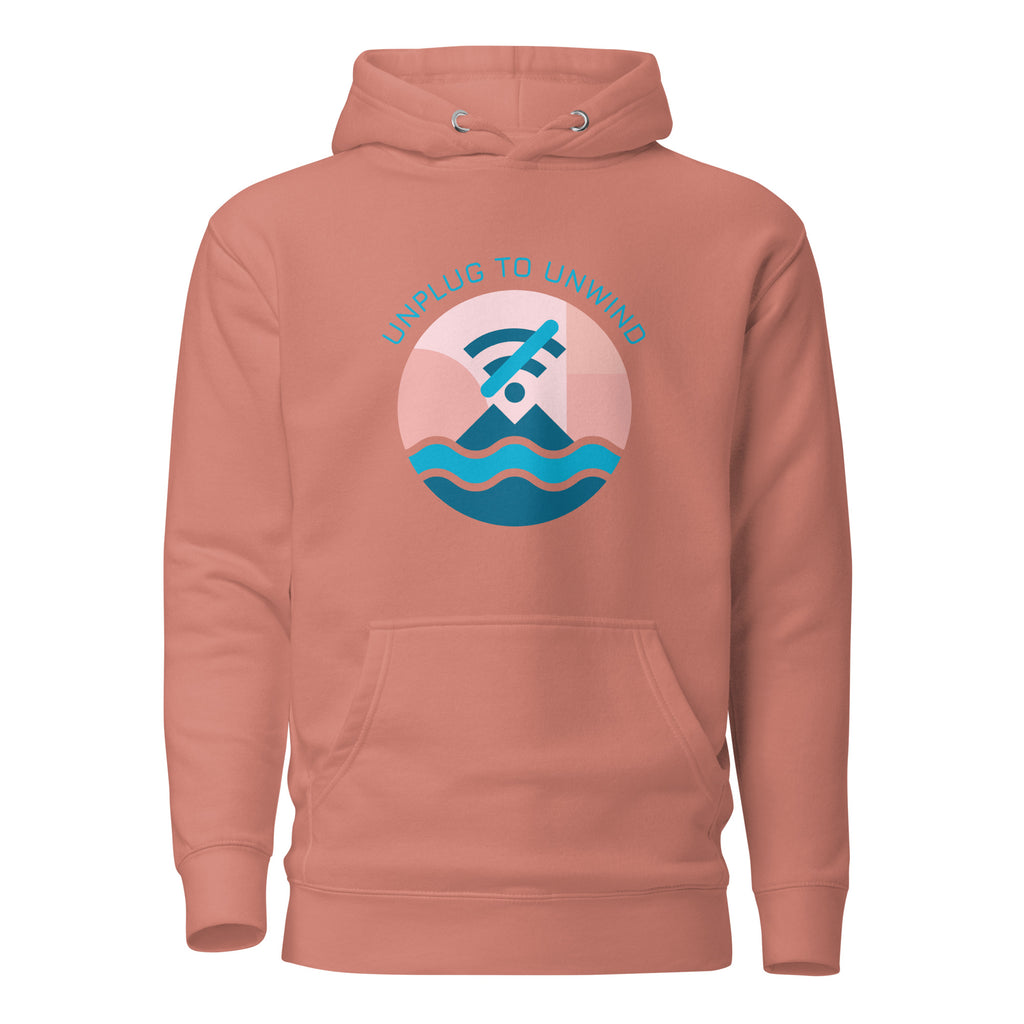 Unplug to Unwind unisex hoodie — lifestyle view
