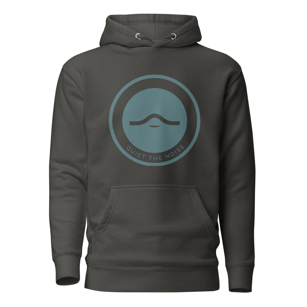 Quiet the Noise minimalist unisex hoodie — back view