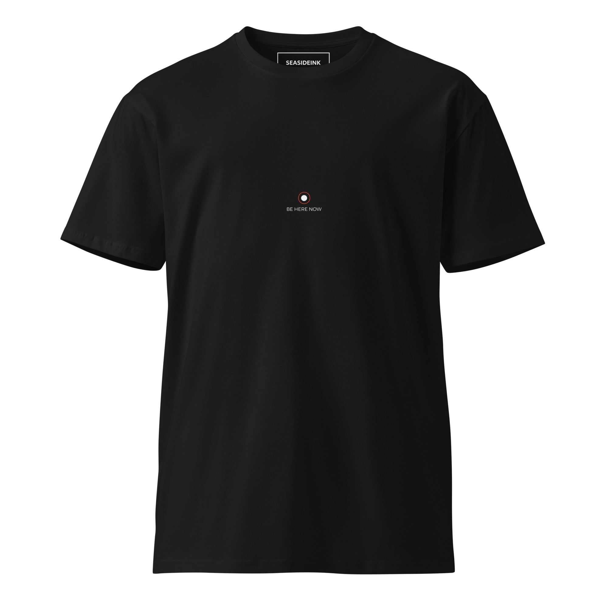Be Here Now T-Shirt — Mindfulness Wear by SeasideInk — Front view