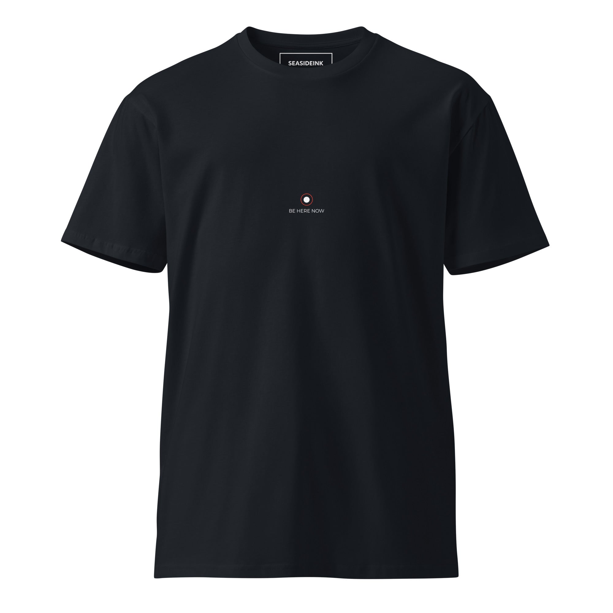 Be Here Now T-Shirt — Minimalist graphic tee for intentional living — Back view