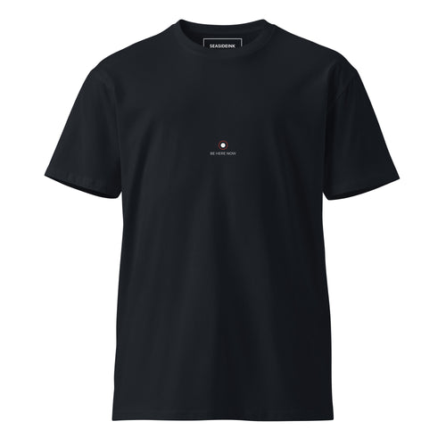 Be Here Now T-Shirt — Minimalist graphic tee for intentional living — Back view